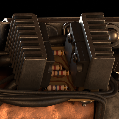 Textured render of the MOSFETs PCB
