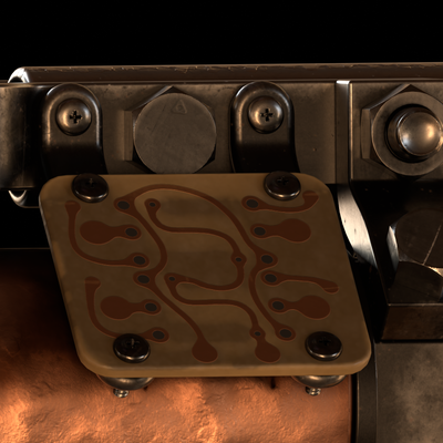 Textured render of the MOSFETs PCB without components