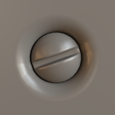 Clay render of a flathead screw