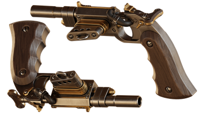 Steampunk Pistol 3D Render